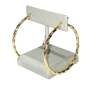 Fashion Bohemian Style 18K Gold Plated Twisted Oil Drop‎ Thin Big Hoop Earrings